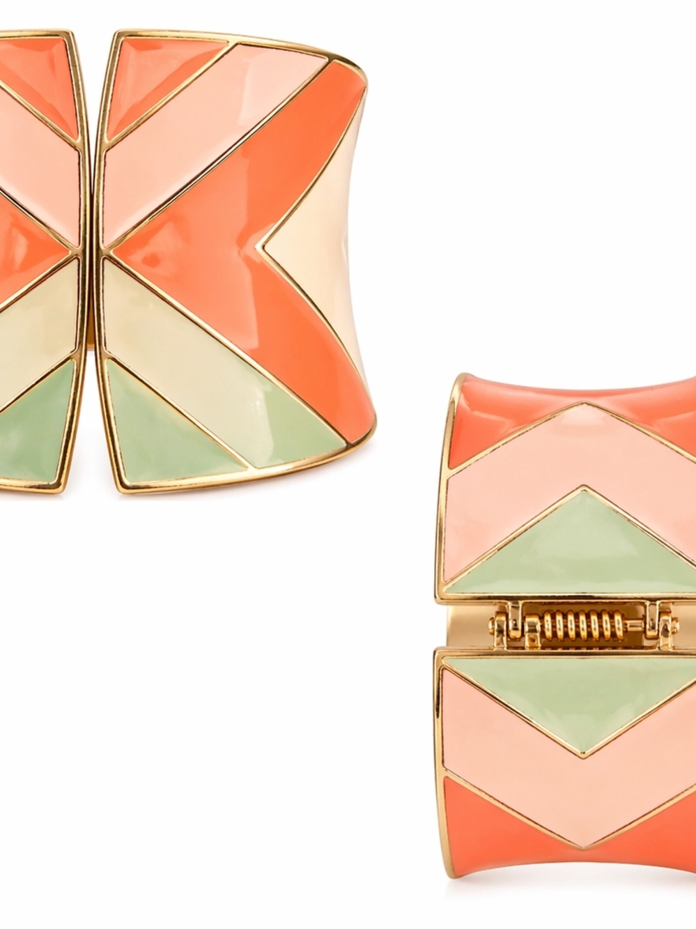 Source Unknown Coral, Blush & Mint Chevron Hinged Bracelet